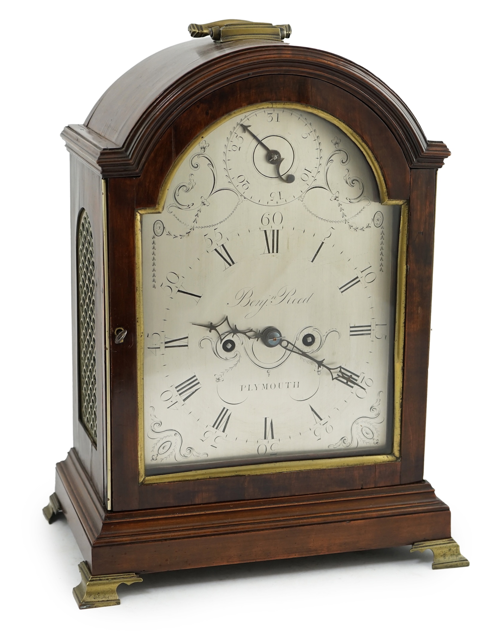 Benjamin Reed of Plymouth. A George III pearwood bracket clock